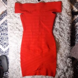 Off the shoulder red dress